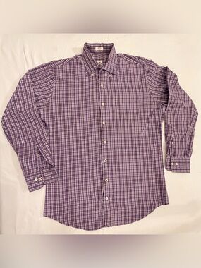 Peter Millar Purple Plaid Button-Down Shirt